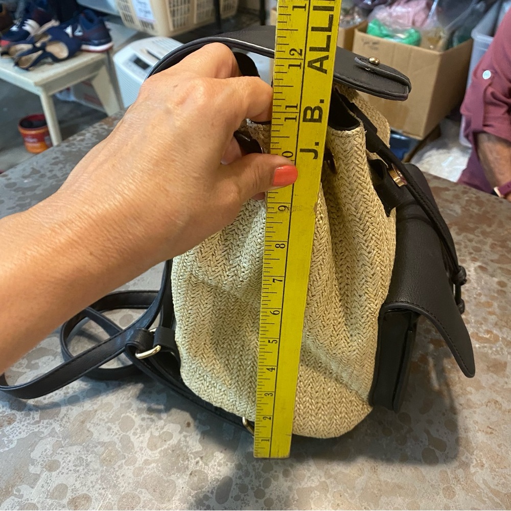 Backpack Purse cream fabric and brown bag women’s - Picture 11 of 13